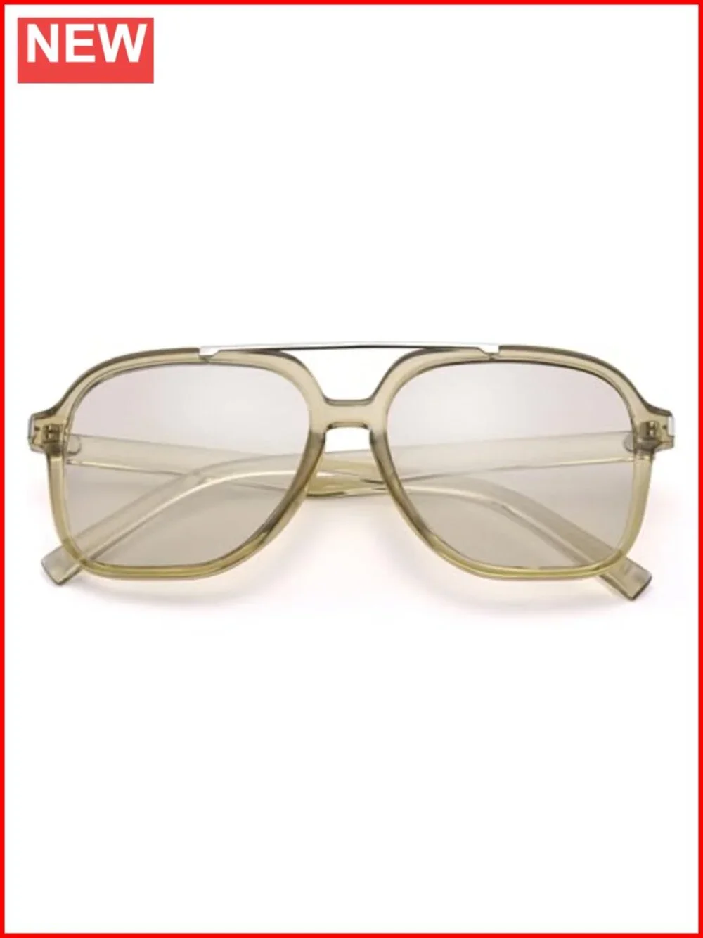 Oversized Aviator Sunglasses Retro Square Frame UV400 Protection